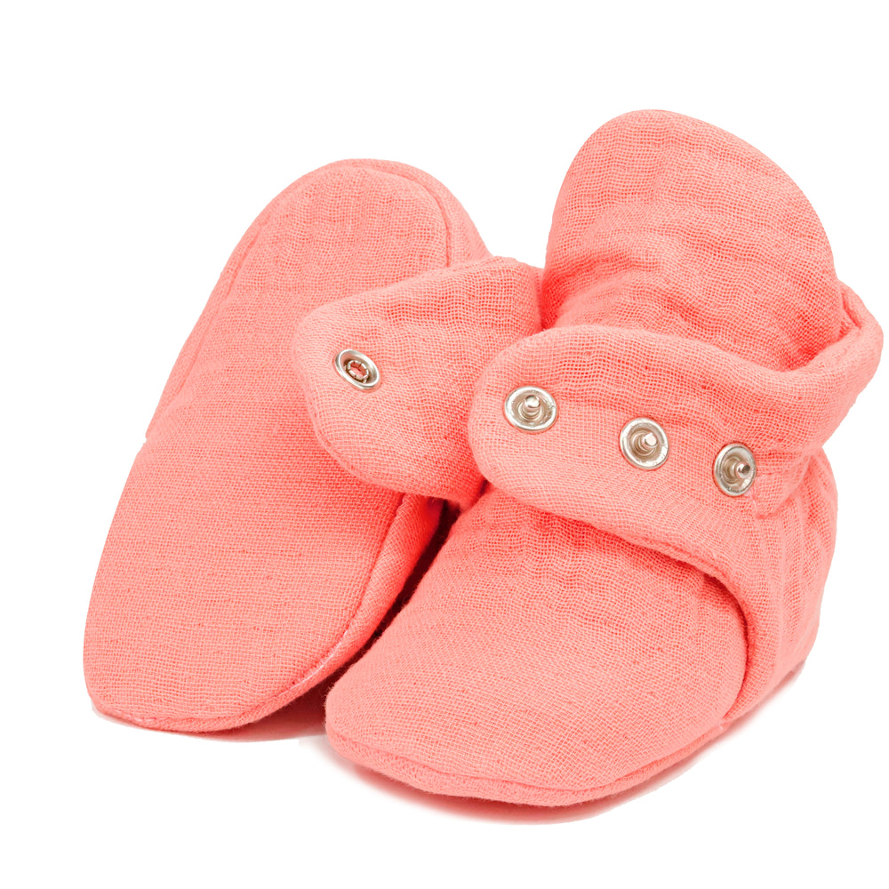 Muslin Stay On Baby Booties Dustyrose
