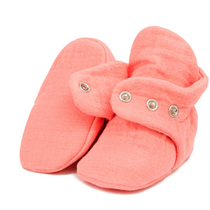 Muslin Stay On Baby Booties Dustyrose