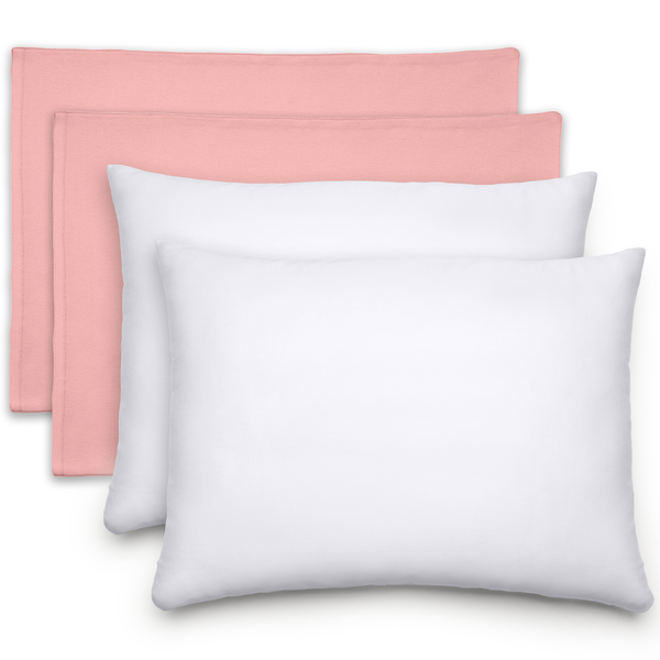 Toddler Pillows with Soft Cotton Pillow Case in Blush