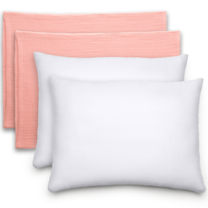 Toddler Pillows with Soft Muslin Pillow Case in Blush