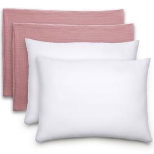 Toddler Pillows with Soft Muslin Pillow Case in Mauve