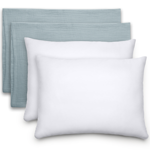 Toddler Pillows with Soft Muslin Pillow Case in Pacific Blue