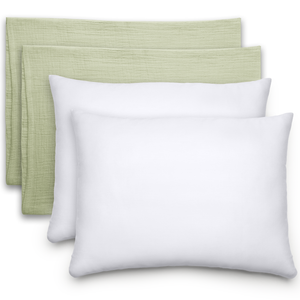 Toddler Pillows with Soft Muslin Pillow Case in Sage