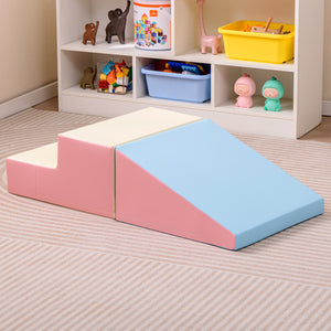 2-Piece Step and Slide Climber for Infants and Toddlers Baby Soft Play Set Foam Blocks