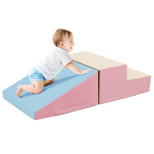 2-Piece Step and Slide Climber for Infants and Toddlers Baby Soft Play Set Foam Blocks