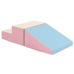2-Piece Step and Slide Climber for Infants and Toddlers Baby Soft Play Set Foam Blocks