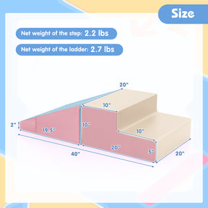 2-Piece Step and Slide Climber for Infants and Toddlers Baby Soft Play Set Foam Blocks