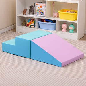 2-Piece Step and Slide Climber for Infants and Toddlers Baby Soft Play Set Foam Blocks
