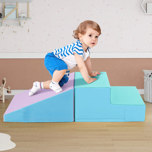 2-Piece Step and Slide Climber for Infants and Toddlers Baby Soft Play Set Foam Blocks
