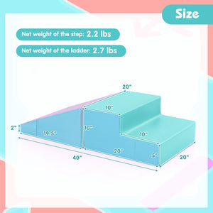 2-Piece Step and Slide Climber for Infants and Toddlers Baby Soft Play Set Foam Blocks