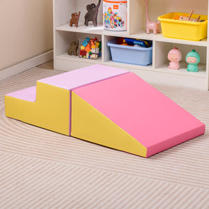 2-Piece Step and Slide Climber for Infants and Toddlers Baby Soft Play Set Foam Blocks