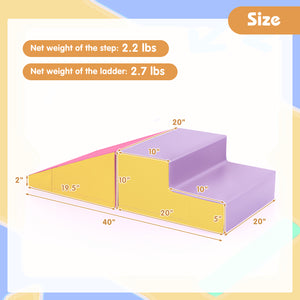 2-Piece Step and Slide Climber for Infants and Toddlers Baby Soft Play Set Foam Blocks