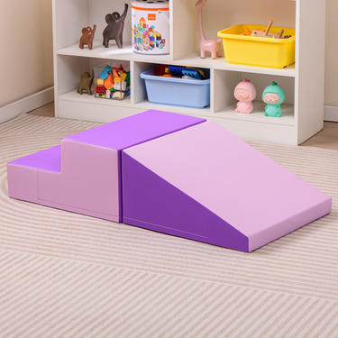 2-Piece Step and Slide Climber for Infants and Toddlers Baby Soft Play Set Foam Blocks