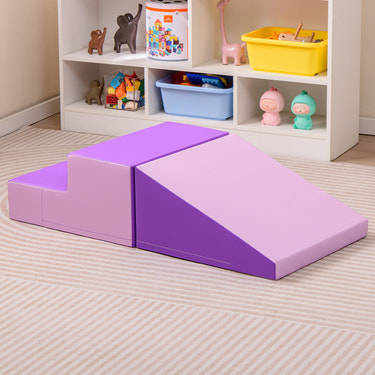 2-Piece Step and Slide Climber for Infants and Toddlers Baby Soft Play Set Foam Blocks