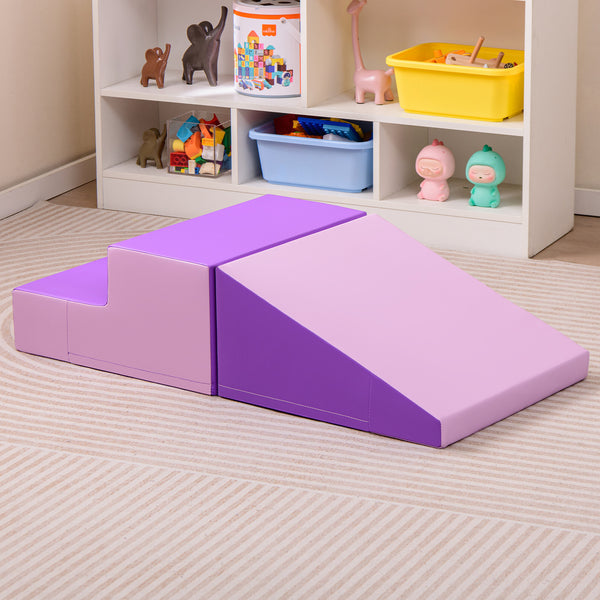 2-Piece Step and Slide Climber for Infants and Toddlers Baby Soft Play Set Foam Blocks