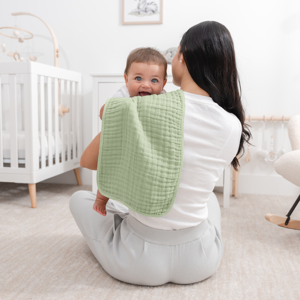 Muslin Burp Cloths in Sage