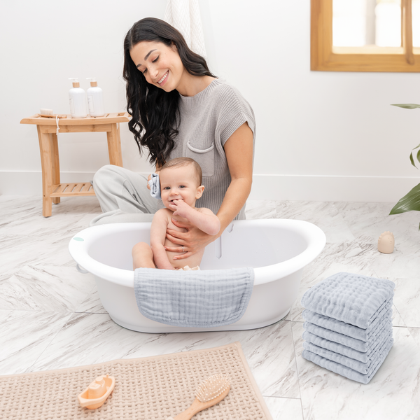 Muslin Washcloths in Slate