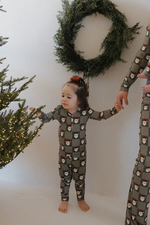 Bamboo Two Piece Pajamas | Santa Checkerboard
