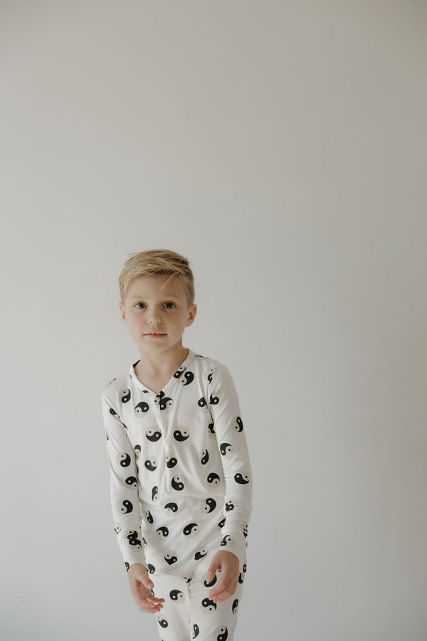 Bamboo Two Piece Pajamas | Black & White Yin Yang