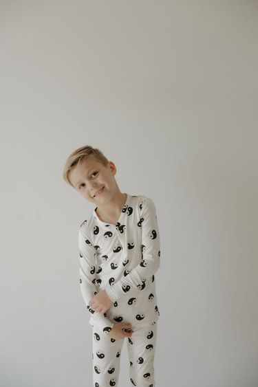Bamboo Two Piece Pajamas | Black & White Yin Yang
