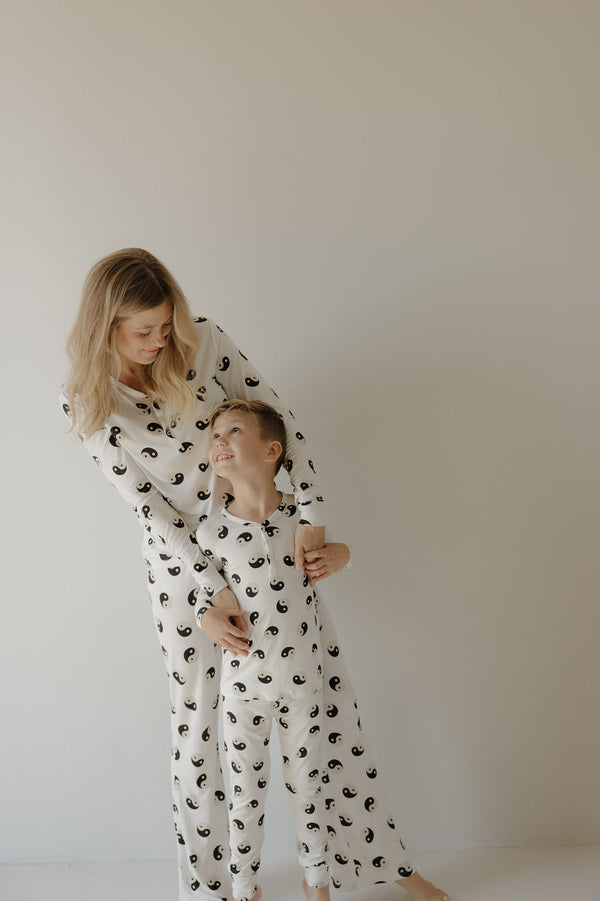 Bamboo Two Piece Pajamas | Black & White Yin Yang