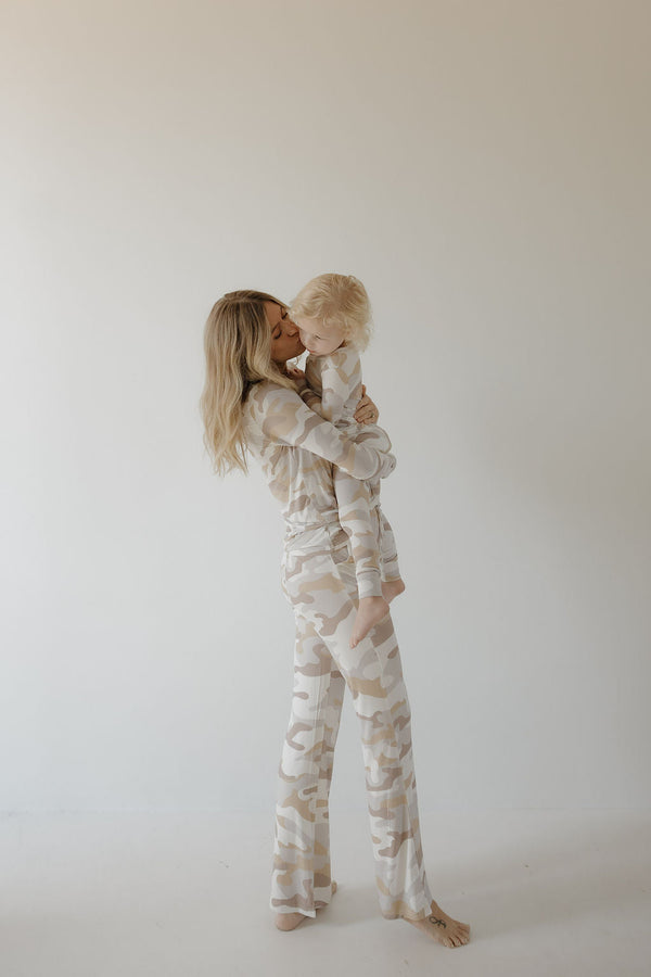 Bamboo Two Piece Pajamas in Camo 2.0 for babies, showcasing a stylish and comfortable design.