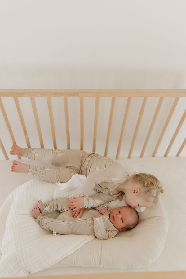Bamboo Zip Pajamas by Silly Goose in soft fabric, perfect for baby comfort and style. Angle 6 view.