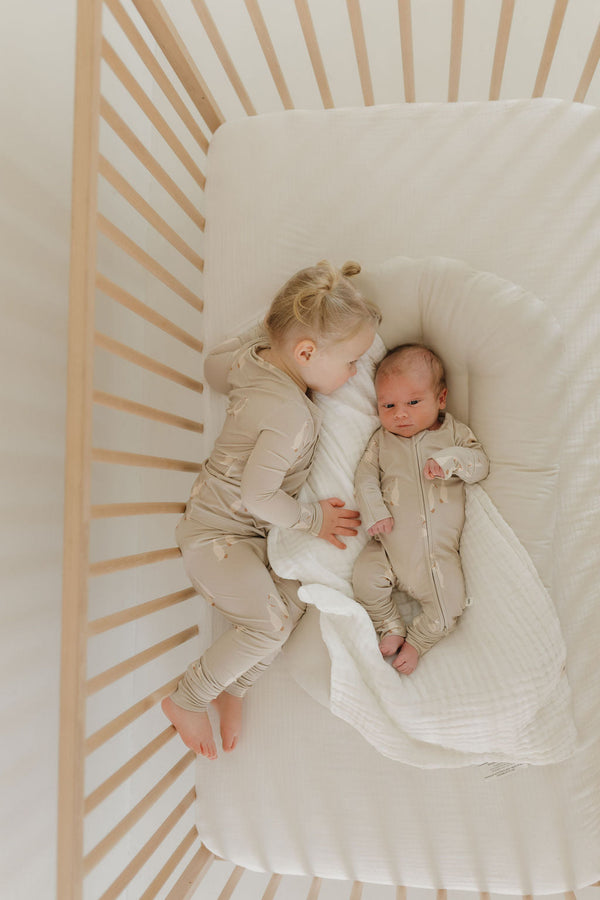 Bamboo Zip Pajamas by Silly Goose in angle 7 view, soft and cozy for baby sleepwear.
