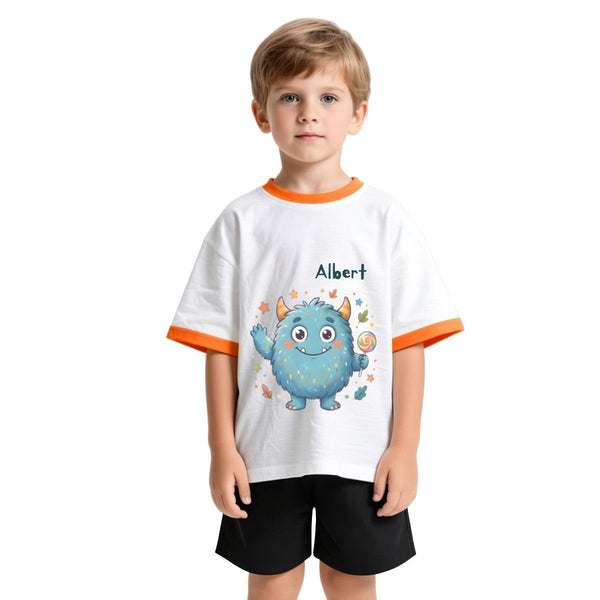 Personalized Blue Monster T-Shirt for Kids - with Custom Name