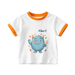 Personalized Blue Monster T-Shirt for Kids - with Custom Name