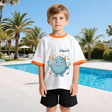 Personalized Blue Monster T-Shirt for Kids - with Custom Name