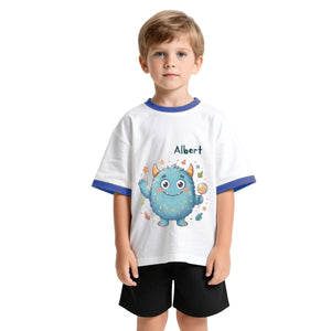 Personalized Blue Monster T-Shirt for Kids - with Custom Name