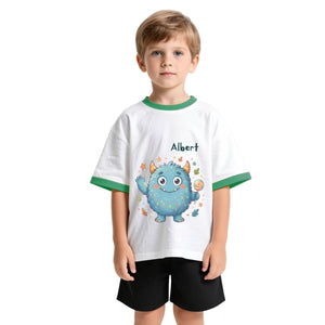 Personalized Blue Monster T-Shirt for Kids - with Custom Name