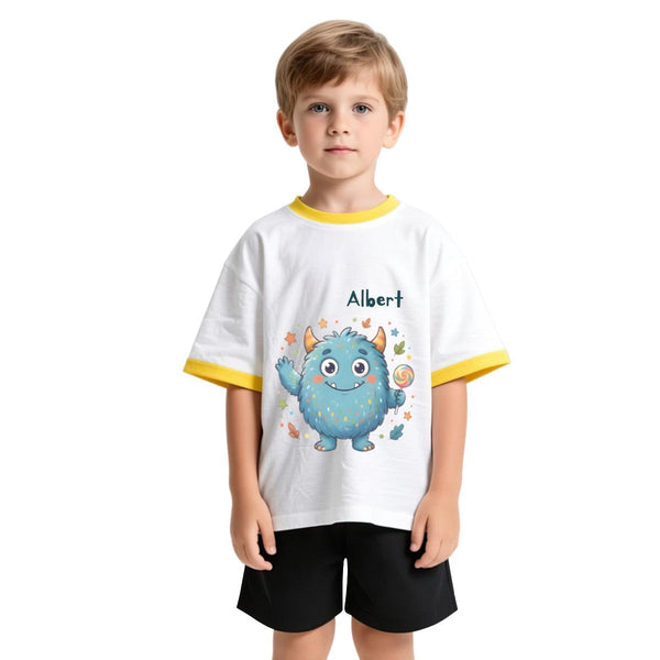 Personalized Blue Monster T-Shirt for Kids - with Custom Name