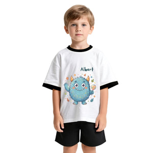 Personalized Blue Monster T-Shirt for Kids - with Custom Name