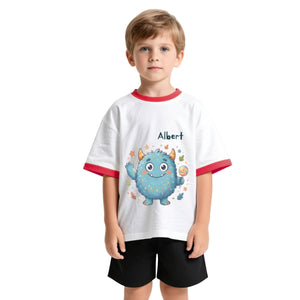 Personalized Blue Monster T-Shirt for Kids - with Custom Name