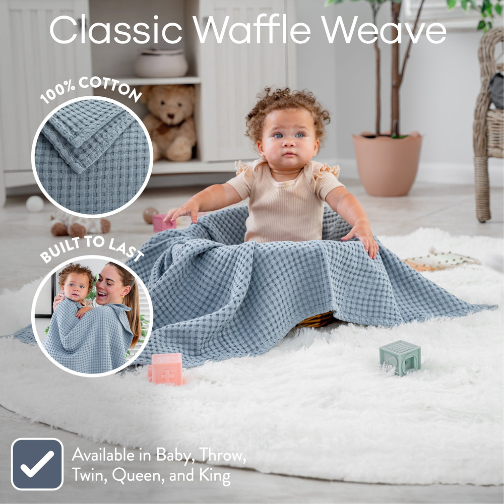 Baby Waffle Blankets in Pacific Blue