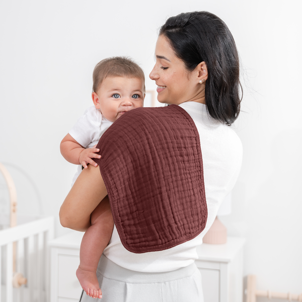 Muslin Burp Cloths  in Wine
