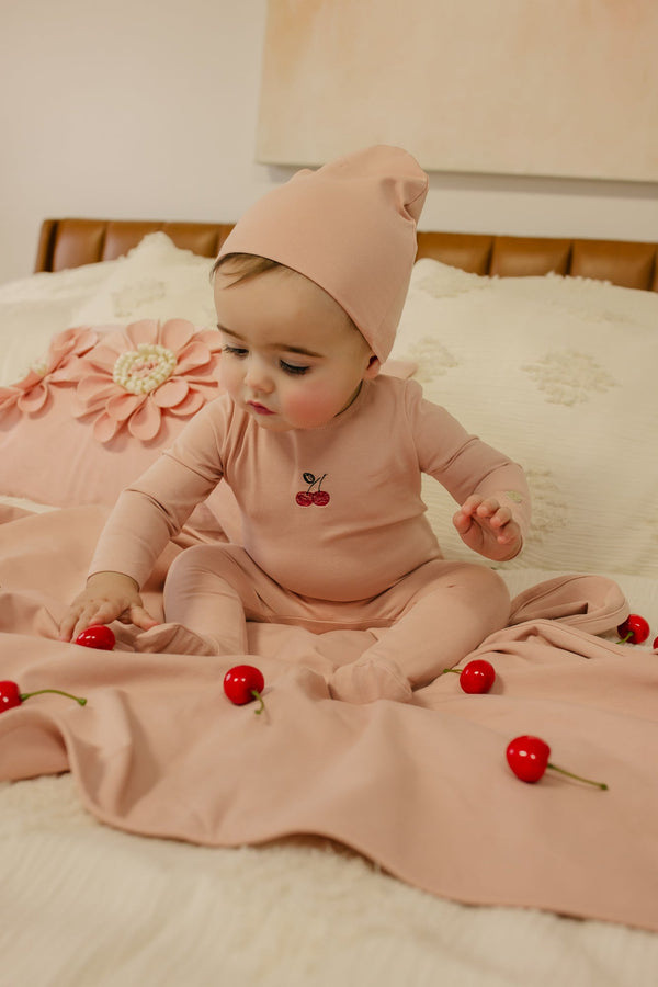Embroidered Cherries/ Boat  Layette Set