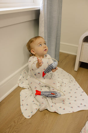 Printed Cherries/ Boat Footie & Hat