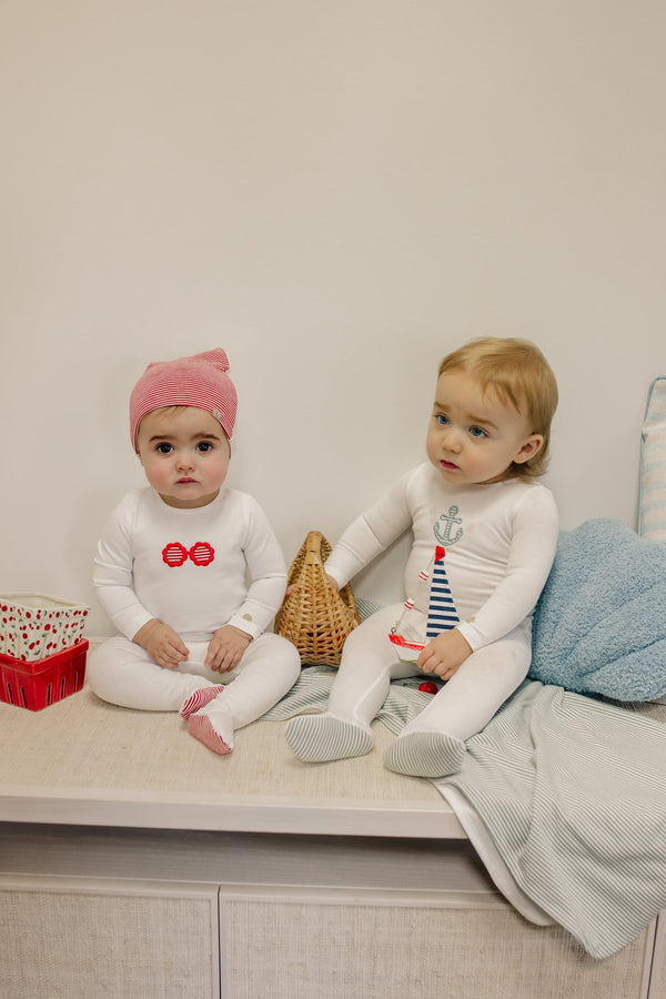 Sunglasses/ Anchor striped Layette Set