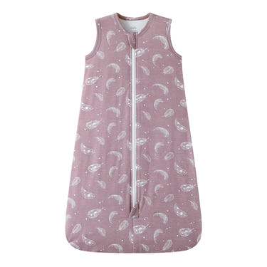 Owlivia Bamboo Rayon Baby Sleep Sack in Feather Mauve, unisex 1.0 TOG sleeping bag for comfortable sleep.