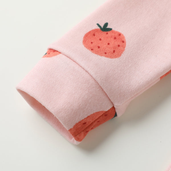 100% Organic Cotton Toddler 2 Piece Pajama Set - Pink Strawberry