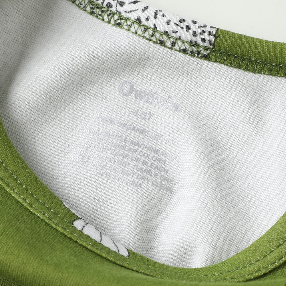 100% Organic Cotton Toddler 2 Piece Pajama Set in Green Cheetah - Soft, comfy sleepsuit for kids.