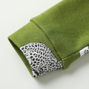 100% Organic Cotton Toddler 2 Piece Pajama Set - Green Cheetah