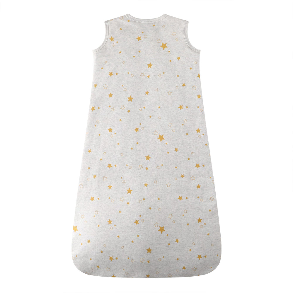 100% Organic Cotton 2.5tog Sleep Sack in Golden Star design for comfortable baby sleep.