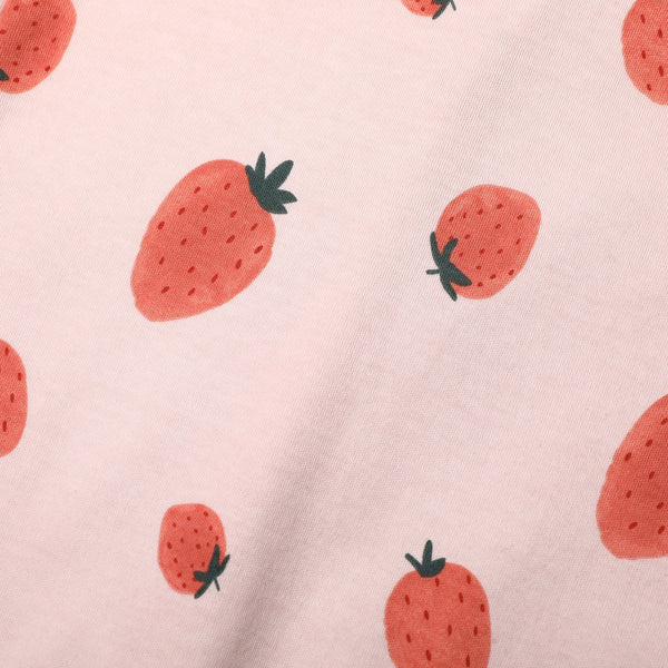 100% Cotton Footless Zip Pajamas - 2 pack - Pink Strawberry&White