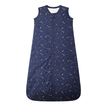 100% Organic Cotton 2.5tog Sleep Sack in Starry Sky design for comfortable baby sleep.