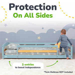 Twin Montessori-Inspired Floor Bed with Guardrails