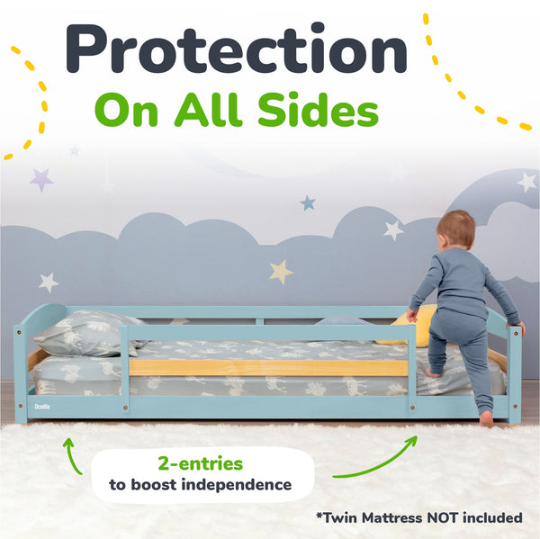 Twin Montessori-Inspired Floor Bed with Guardrails